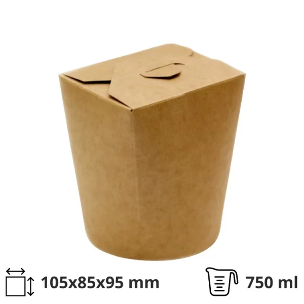 Papirnata posuda WOK 750 ml 95x95x80/95 mm kraft/kraft 50 kom