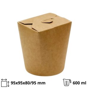 Papirnata posuda WOK 600 ml d=95/100 mm (dno/vrh) h=95 kraft/kraft 50 kom