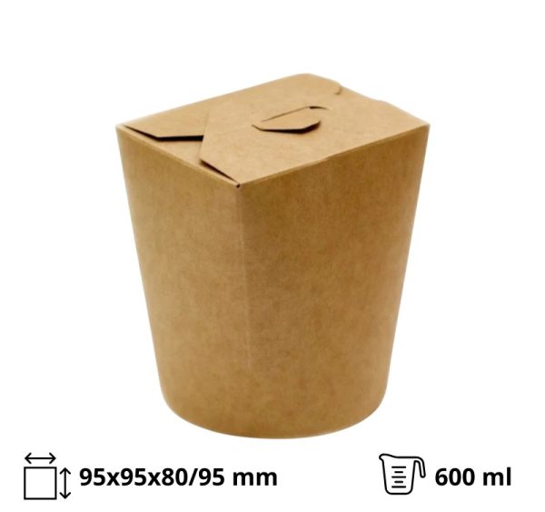 Papirnata posuda WOK 600 ml d=95/100 mm (dno/vrh) h=95 kraft/kraft 50 kom