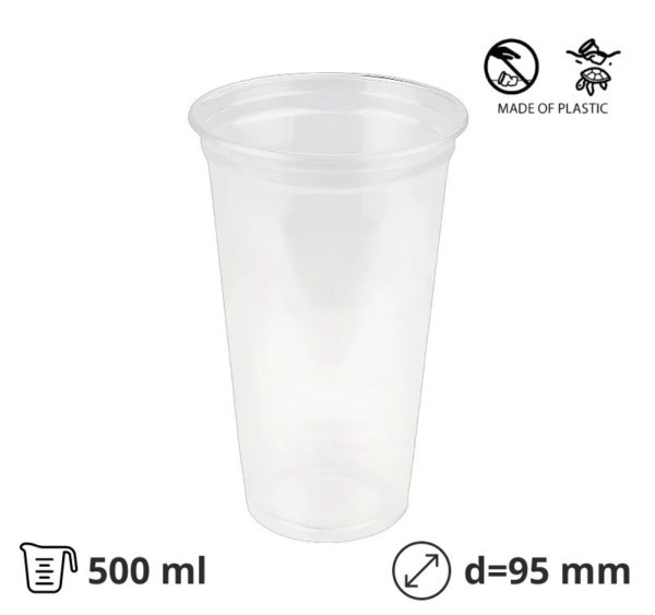 Čaša PET 500 ml d=95 mm prozirna tvrde 50 kom