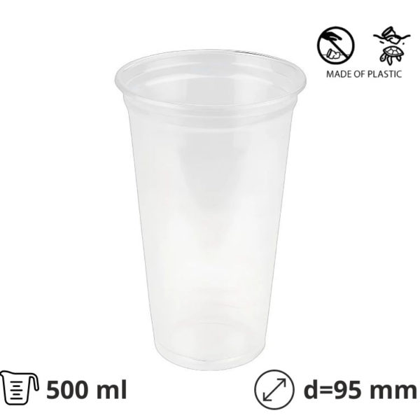 Čaša PET 500 ml d=95 mm prozirna tvrde 50 kom