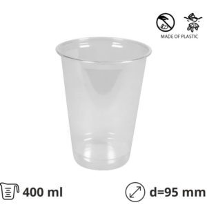 Čaša rPet 400 ml prozirna tvrde d=95 mm 50 kom