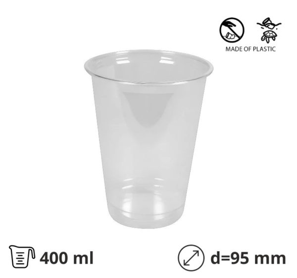 Čaša rPet 400 ml prozirna tvrde d=95 mm 50 kom