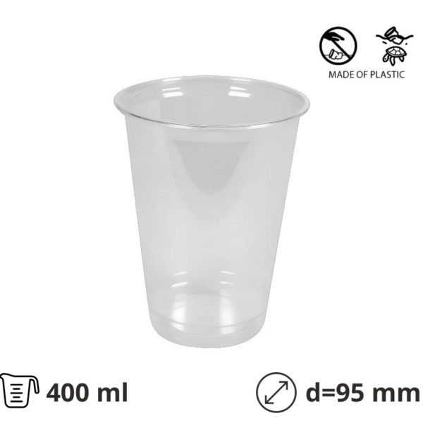 Čaša rPet 400 ml prozirna tvrde d=95 mm 50 kom