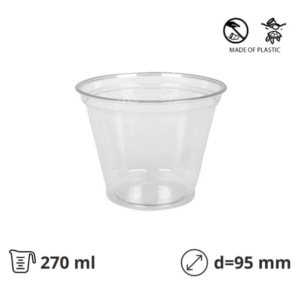 Čaša PET 270 (300) ml d=95 mm prozirna 50 kom