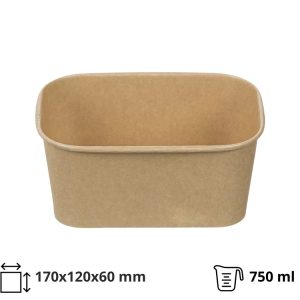 Papirnata posuda za poklopcem 750 ml 170х120х60mm, kraft, 50 kom (komplet)