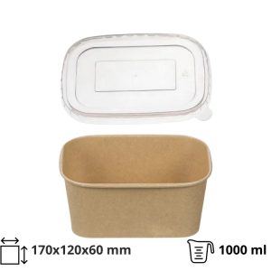 Papirnata posuda 1000 ml 170х120х60mm, kraft, za poklopcem 50 kom