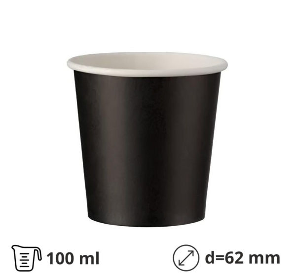 Čaša papirnata 100 (120) ml d=62 mm 1-slojna crna SUP 50 kom