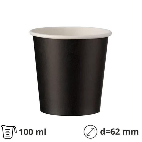 Čaša papirnata 100 (120) ml d=62 mm 1-slojna crna SUP 50 kom