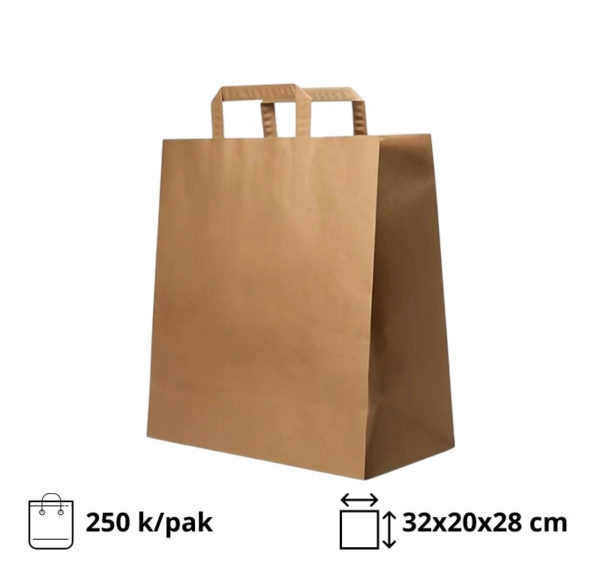 Papirnata vrećica sa ravnom ručkom 320х200х280 mm kraft 250 kom/pak