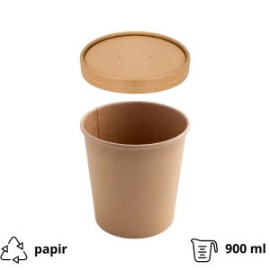 Papirnata posuda za poklopcem 900 ml d=115 mm h=135 mm, kraft, 50 kom (komplet)