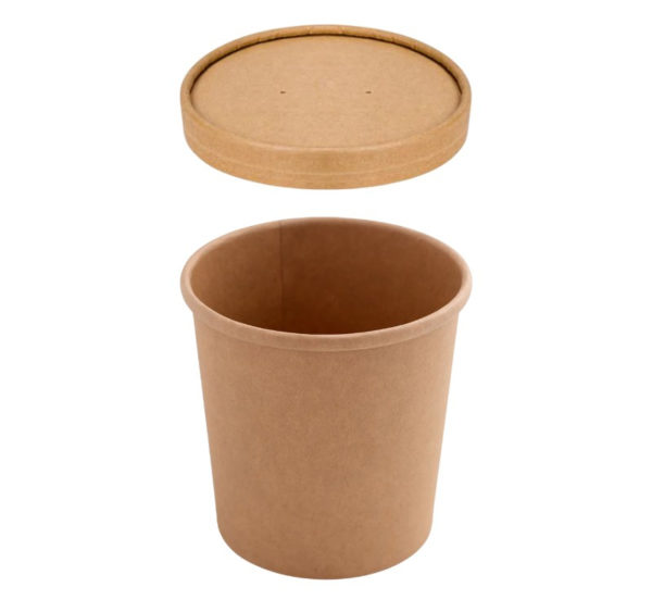 Papirnata posuda za poklopcem 750 ml d=115 mm h=116 mm, kraft, 50 kom (komplet)