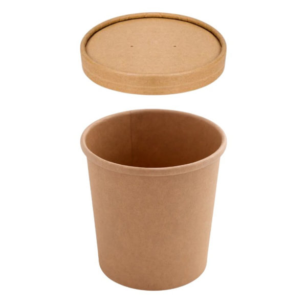 Papirnata posuda za poklopcem 750 ml d=115 mm h=116 mm, kraft, 50 kom (komplet)