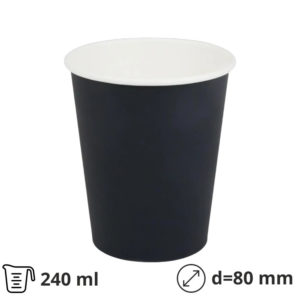 Čaša papirnata 240 (280) ml d=80 mm 1-slojna crna SUP, 50 kom