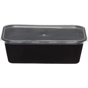 Posuda s poklopcem PP 750 ml 175x125x60mm crna