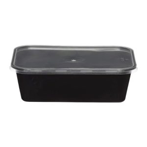 Posuda s poklopcem PP 750 ml 175x125x60mm crna [50 kom/pak]