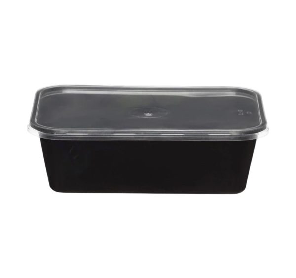 Posuda s poklopcem PP 750 ml 175x125x60mm crna [50 kom/pak]