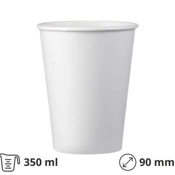 Čaša papirnata 350 ml d=90 mm 1-slojna bijela SUP, 50 kom