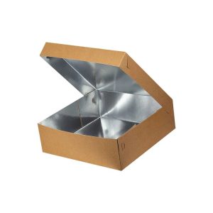 Kutija s poklopcem za desert 35x35x10 cm KRAFT (unutarnja metalizirana PET)