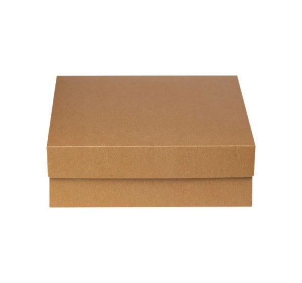 Kutija s poklopcem za desert 35x35x10 cm KRAFT (unutarnja metalizirana PET)