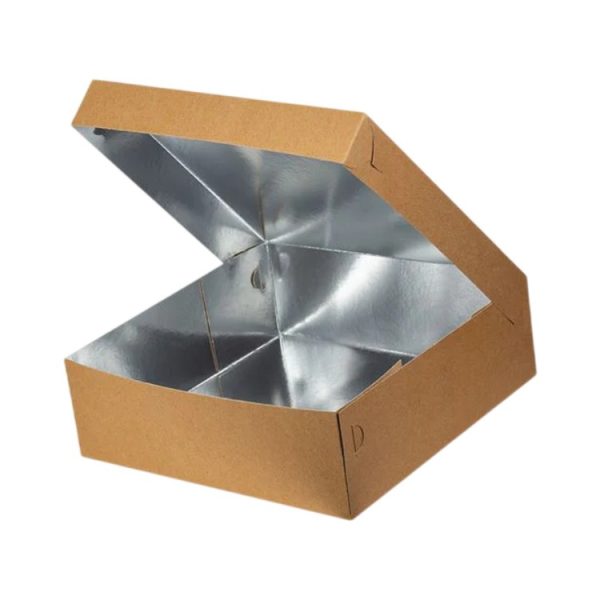 Kutija s poklopcem za desert 35x35x10 cm KRAFT (unutarnja metalizirana PET) [6 kom/pak]