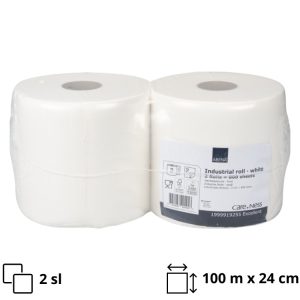 Papirnati ručnici 2 sl 100m x24 cm, 400 l/rol, bieli 2 rol/pak