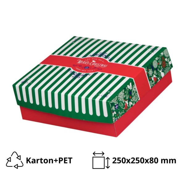 Kutija s poklopcem za desert 25x25x8 cm CHRISTMAS [7 kom/pak]