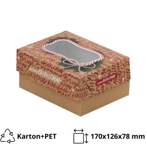Kutija za desert s prozorom 17×12.6×7.8 cm CHRISTMAS