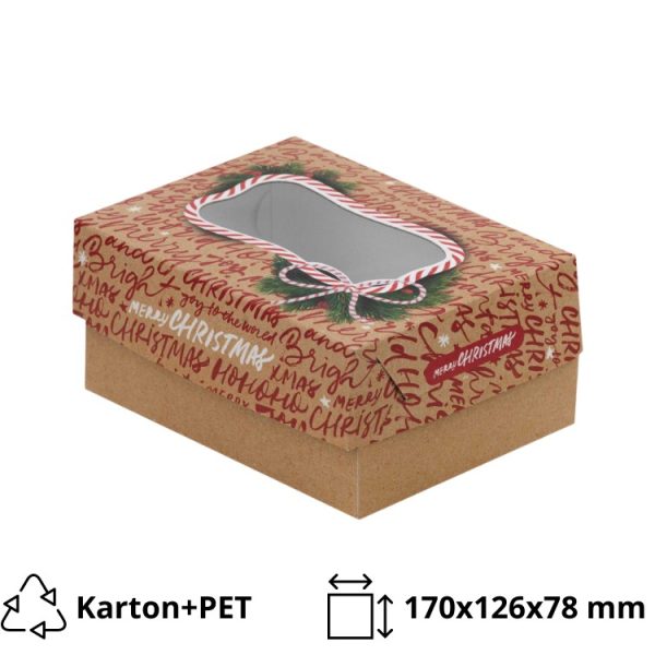 Kutija za desert s prozorom 17×12.6×7.8 cm CHRISTMAS