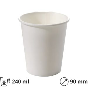 Čaša papirnata 240 ml 1-slojna bijela WATER DISPERSION 50 kom