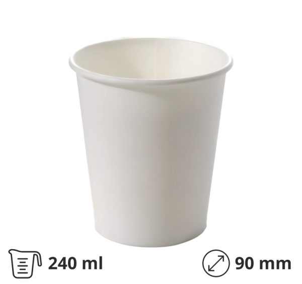 Čaša papirnata 240 ml 1-slojna bijela WATER DISPERSION 50 kom
