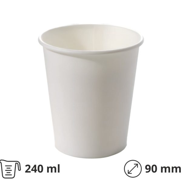 Čaša papirnata 240 ml 1-slojna bijela WATER DISPERSION 50 kom