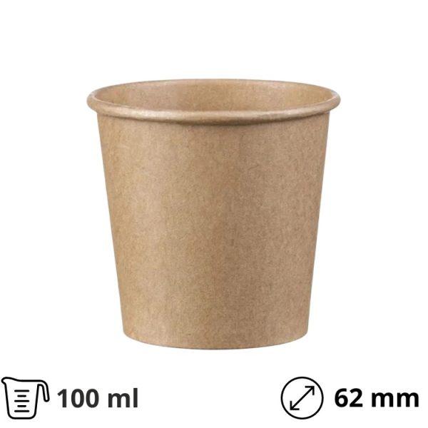 Čaša papirnata 100 (120) ml d=62 mm 1-slojna, kraft SUP, 50 kom