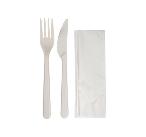 Komplet 3 PP (vilica, nož, servieta) 18cm 250 kom