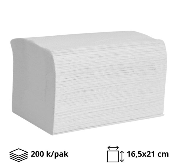 Papirnate salvete  Interfold 2 sl 16,5х21,2 cm bieli 200 l/pak