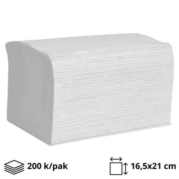 Papirnate salvete  Interfold 2 sl 16,5х21,2 cm bieli 200 l/pak