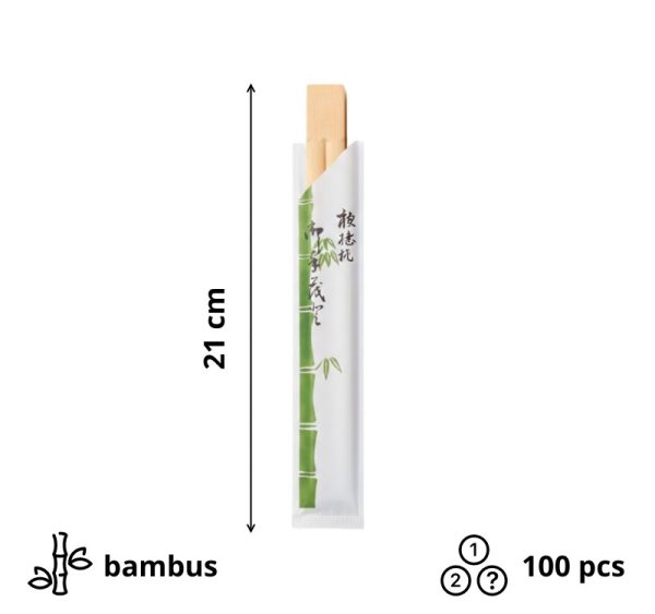 Štapići za azijsku kuhinju u papirnatoj vrećici, bambus, 100 kom