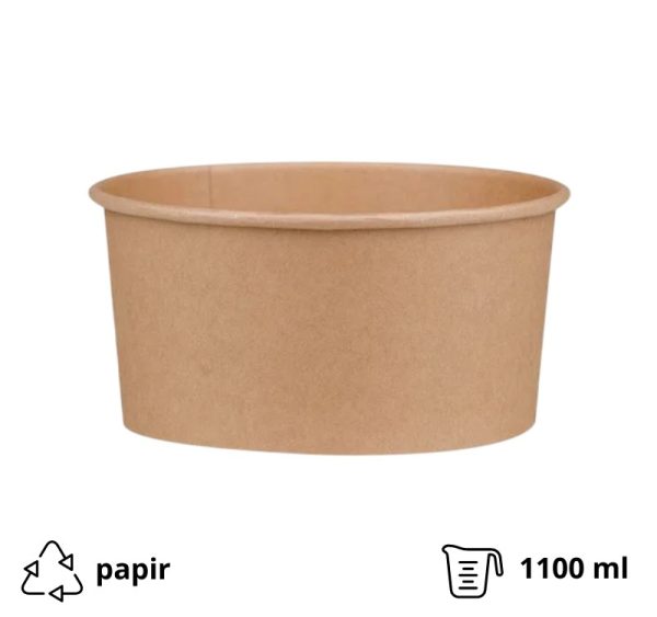 Papirnata posuda 1100 ml d=150 mm kraft bez poklopca 50 kom