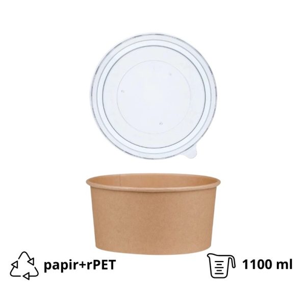 Papirnata posuda za poklopcem 1100 ml d=150 mm kraft bez poklopca 50 kom (komplet)