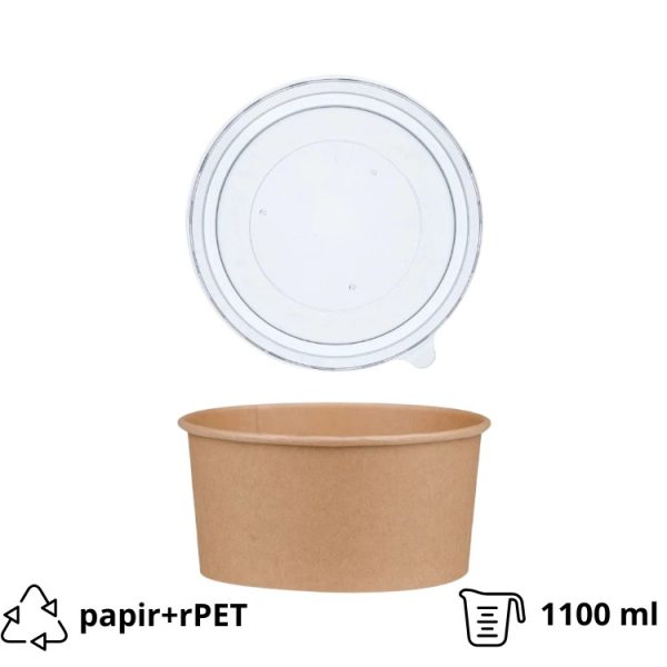 Papirnata posuda za poklopcem 1100 ml d=150 mm kraft bez poklopca 50 kom (komplet)
