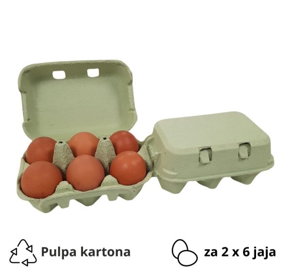 Kutija za 2×6 jaja pulpa kartona, zelen [135 kom/pak]