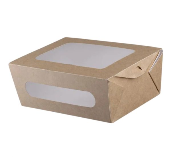 Papirnata posuda s prozorom 2000 ml 204x142x74 mm kraft 50 kom