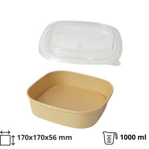 Papirnata posuda za poklopcem 1000 ml 170х170х56 mm, kraft, 50 kom (komplet)