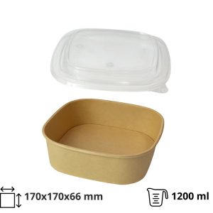 Papirnata posuda za poklopcem 1200 ml 170х170х66 mm, kraft, 50 kom (komplet)