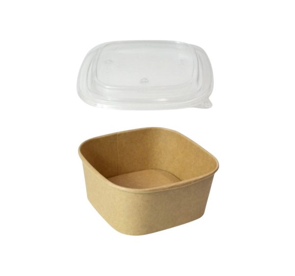 Papirnata posuda za poklopcem 650 ml  130х130х63 mm, kraft, 50 kom (komplet)
