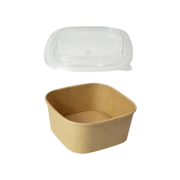 Papirnata posuda za poklopcem 650 ml  130х130х63 mm, kraft, 50 kom (komplet)