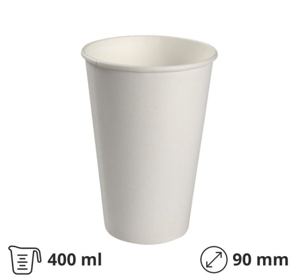 ÄaÅ”a papirnata 400 (500) ml d=90 mm za hladna piÄa dvostruki PE 50 kom