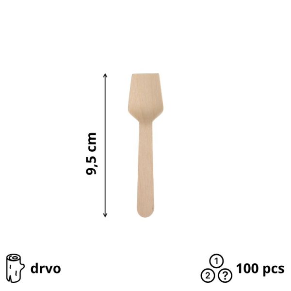 Žličica za sladoled 9.5 cm drvena 100 kom