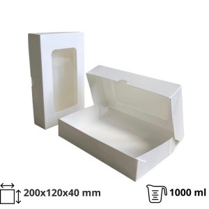 Papirnata posuda s prozorom ECO TABOX 1000 ml 200x120x40 mm bijela 50 kom