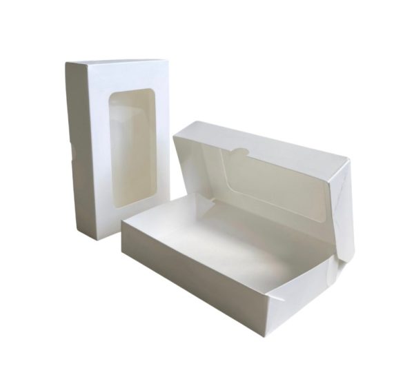 Papirnata posuda s prozorom ECO TABOX 1000 ml 200x120x40 mm bijela 50 kom